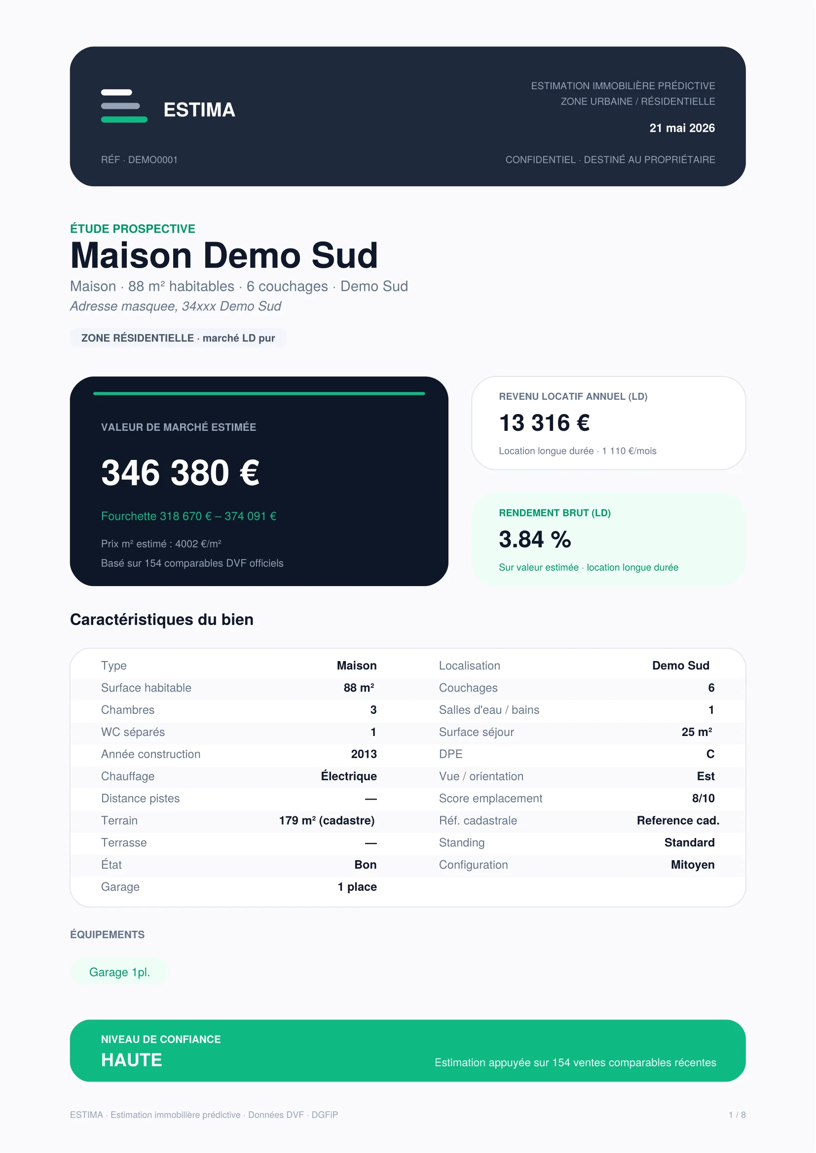 Page valeur estimée